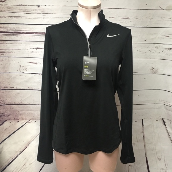 Nike Tops - Nike Black Dry Fit Half Zip Hoodie